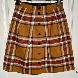 J Crew Cotton A-line Fall Plaid Skirt